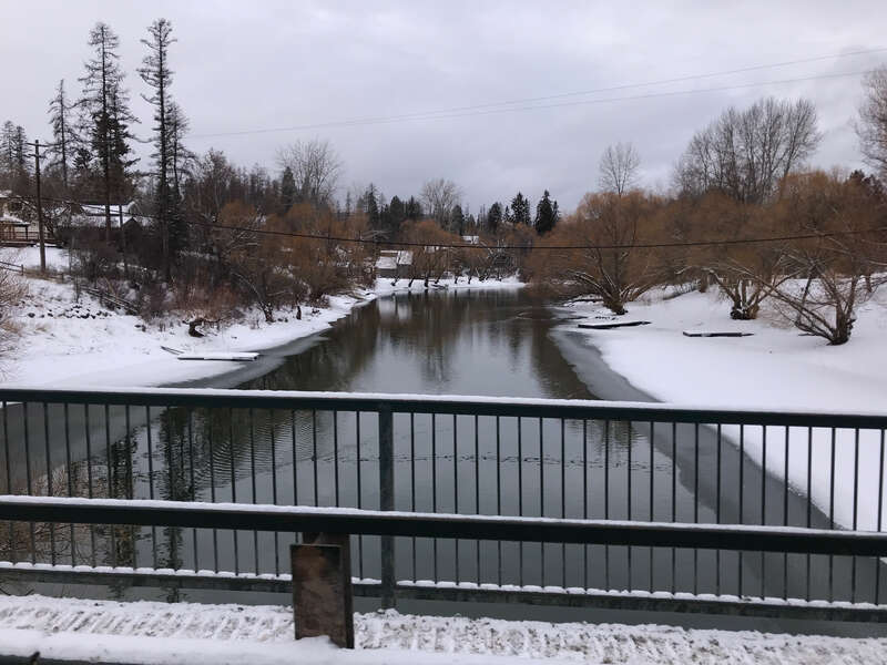 Whitefish River looking west from Baker Avenue Bridge, Whitefish, Montana