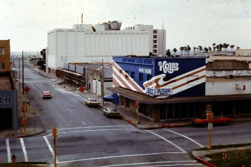 Keys was one of the top radio stations in the Corpus Christi area in the 1970's. This building and the small ones directly behind it have been demolished. The large white building was previously the headquarters for Central Power and Light; it's now