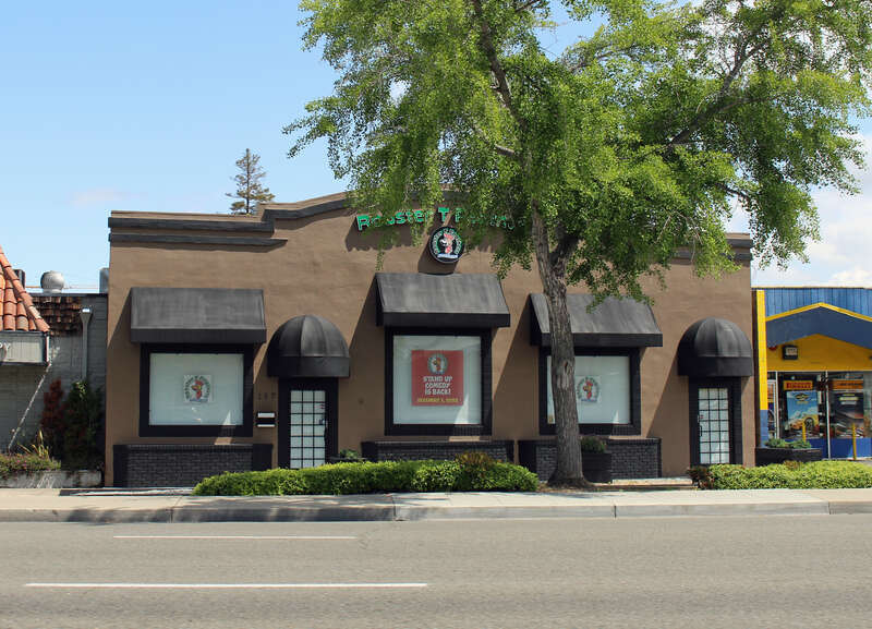 This small commercial building at 157 W. El Camino Real in Sunnyvale, California is the home of the Rooster T. Feathers comedy club.  It was previously the home of Andy Capp's Tavern, which hosted the first-ever commercially successful arcade video
