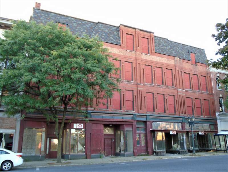 16 South Main Street in Gloversville, New York is bricked-up and appears to be slated for demolition.  It was built in the Second Empire style and is located in the Downtown Gloversville Historic District. (Source: [1])