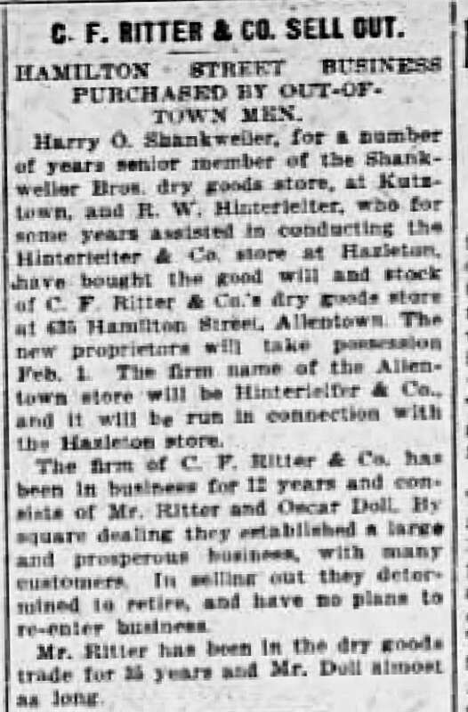 1908 - Hinterleiters Department Store Article