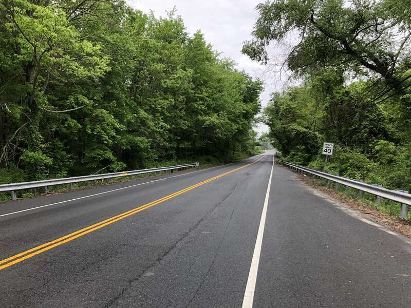 View north along Middlesex County Route 539 (Main Street) just north of the Millstone River in Cranbury Township, Middlesex County, New Jersey