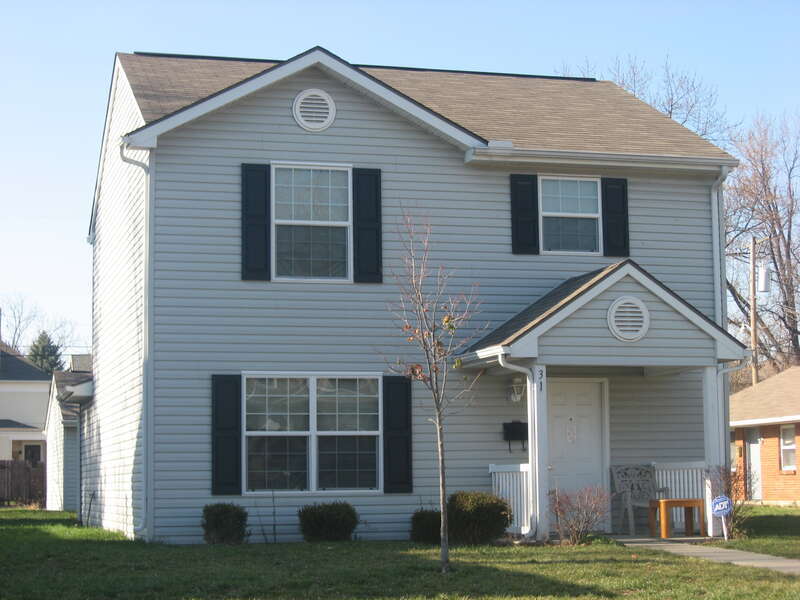 Front and southern side of the house located at 31 S. Jersey Street in Dayton, Ohio, United States.  This lot was once occupied by the Dayton Fire Department Station No. 16, which was listed on the National Register of Historic Places in 1980;