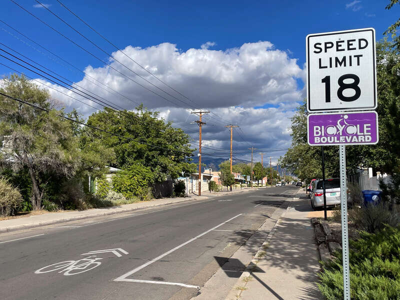 Bicycle Boulevard on Silver Avenue SE, Albuquerque.
