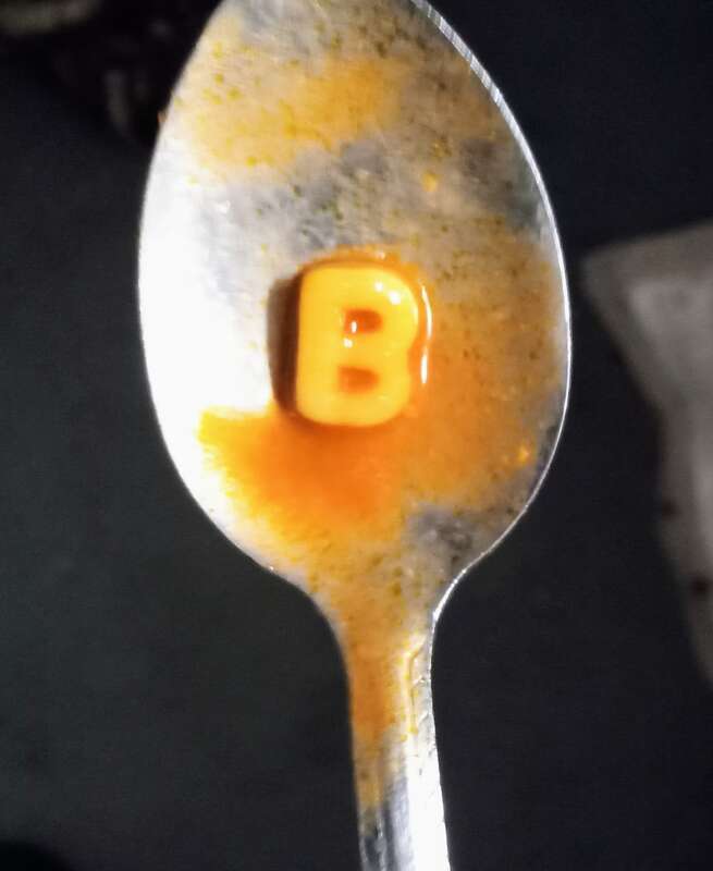 The letter B created in pasta