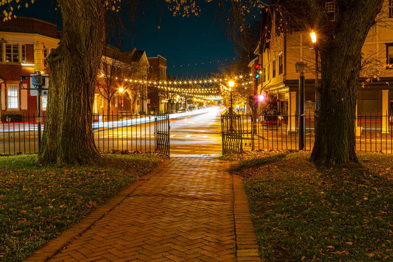 From Church Circle in Annapolis, MD, looking down West St. The grounds and walkway are a part of St Anne's Parish.
