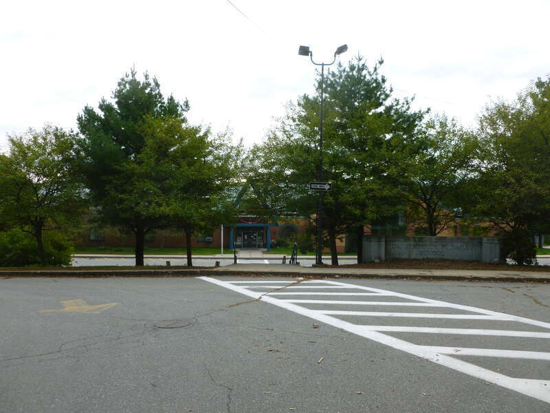 Dr. Gertrude Bailey Elementary School, located at 175 Campbell Drive, Lowell, Massachusetts.  Northeast (front) side of building shown.