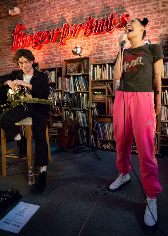 Bishop Briggs performing live at Fingerprints Music in Long Beach, California, on Friday, April 20, 2018.