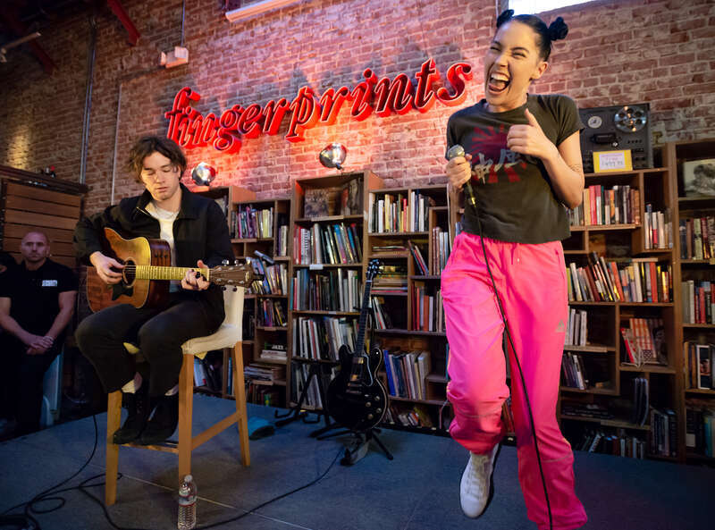 Bishop Briggs performing live at Fingerprints Music in Long Beach, California, on Friday, April 20, 2018.