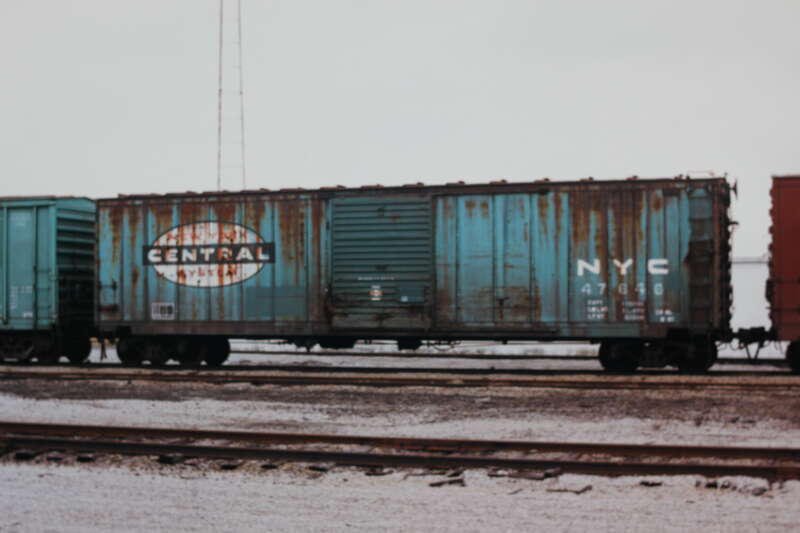 CR, Urbana, IL, Railroad rolling stock, 1987; digital copy of print. Complete indexed photo collection at WorldHistoryPics.com.