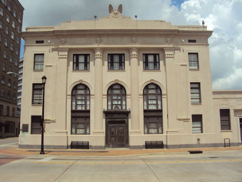 Calcasieu Marine Bank in Lake Charles, Louisiana. Listed on the National Register of Historic Places.