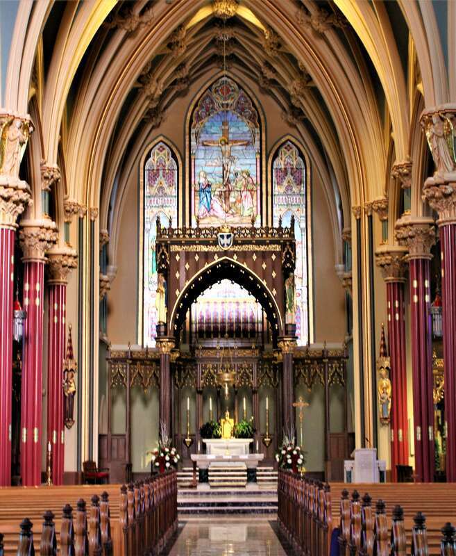 Interior of the Cathedral of Saint Patrick in Norwich, Connecticut.