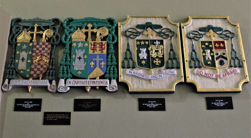 Episcopal coat of arms in the Cathedral of Saint Patrick in Norwich, Connecticut.