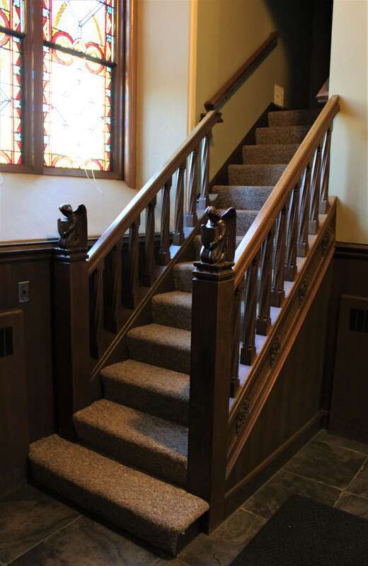 Stairs in the Cathedral of Saint Patrick in Norwich, Connecticut.