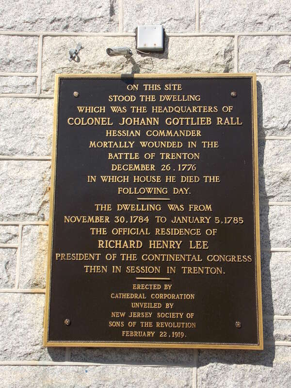 The plaque on the Cathedral of St. Mary of the Assumption in Trenton, New Jersey.