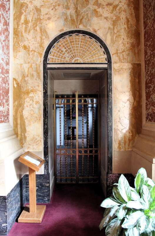 The entrance into the burial crypt in the Cathedral of St. Matthew the Apostle in Washington, D.C.
