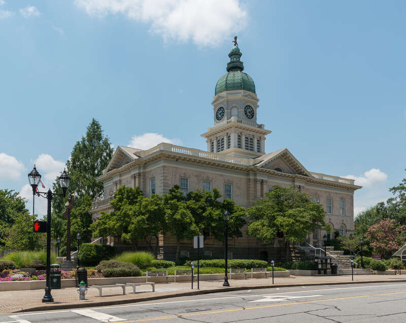 A southeast view of Athens, Georgia, City Hall