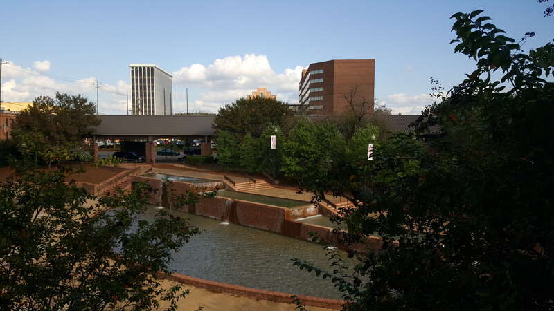 The courtyard of the Columbus Ironworks, as seen from within the building.
