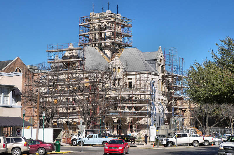 Renovations to the Comal County Courthouse in New Braunfels, Texas, United States. The courthouse was listed on the National Register of Historic Places on December 12, 1976.