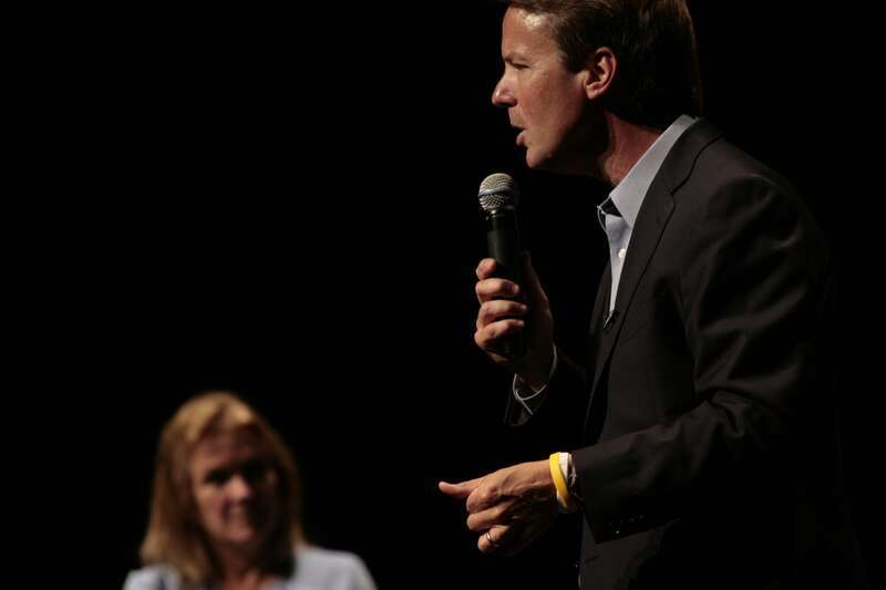 John Edwards and Elizabeth Edwards attend a concert with Dr. Ralph Stanley and the Clinch Mountain Boys in Roanoke, Va.  Photo by Rachel Feierman.