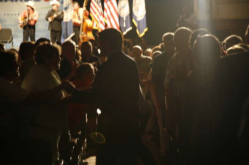 John Edwards and Elizabeth Edwards attend a concert with Dr. Ralph Stanley and the Clinch Mountain Boys in Roanoke, Va.  Photo by Rachel Feierman.