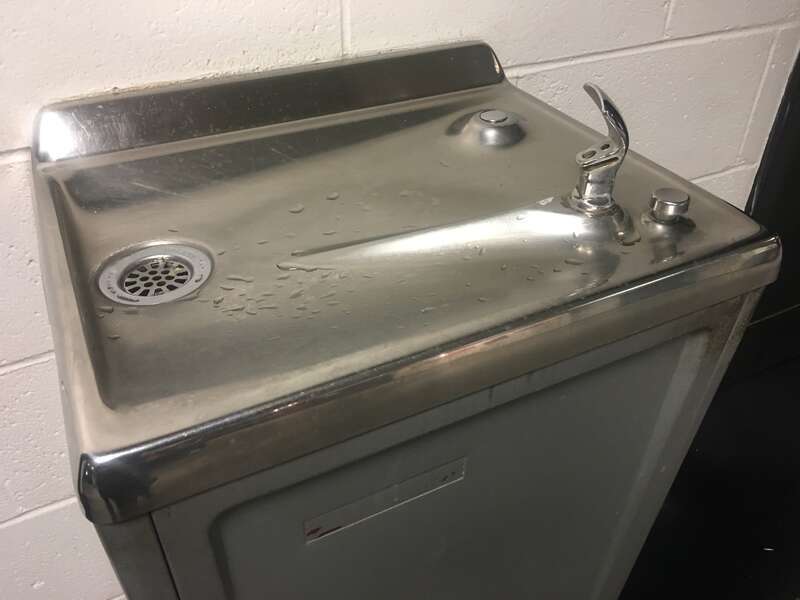 A drinking fountain inside a public library in Nashua, New Hampshire