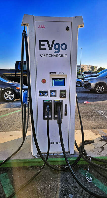 EVGo Charger Station at Cerritos Mall, California, USA.