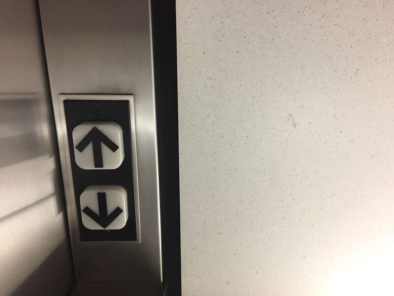 These elevator arrows are displayed in a Southern, New Hampshire hospital.