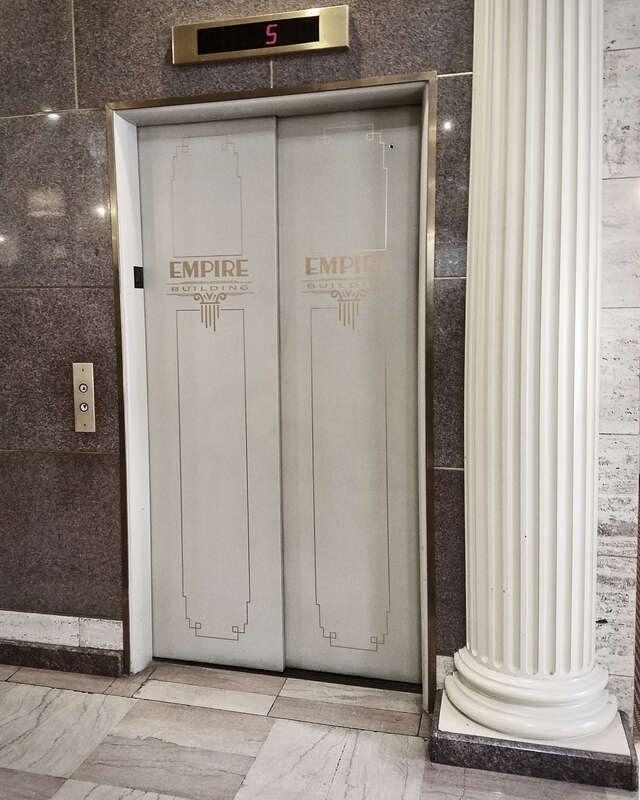 Elevator doors at the Empire Building in Boise, Idaho.