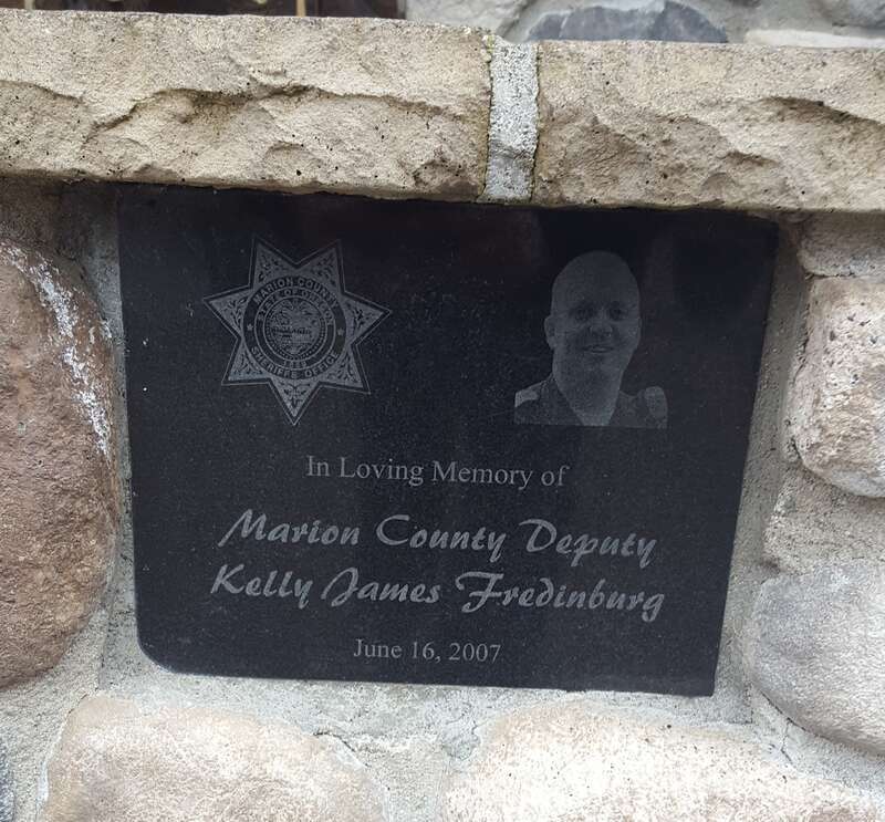 Engraving on the Statue of the Blessed Virgin at Saint Joseph Catholic Church in Salem Oregon