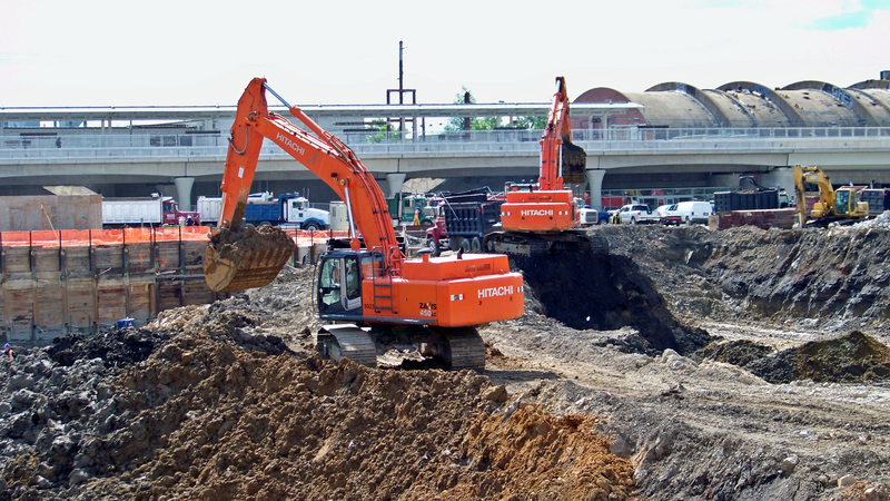 Excavation underway for the construction of several office buildings in the NoMa neighborhood of Washington, DC.

Ben Schumin is a professional photographer who captures the intricacies of daily life.  This image may be used under Creative Commons