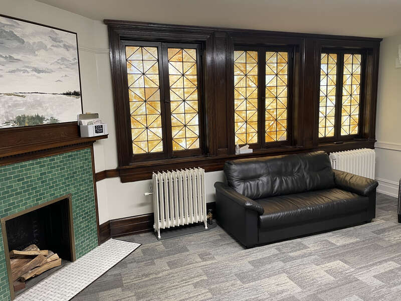 Gathering room in the basement of Cornerstone Church - Heritage Hill Campus, built as First Church of Christ Scientist, Grand Rapids, Michigan.