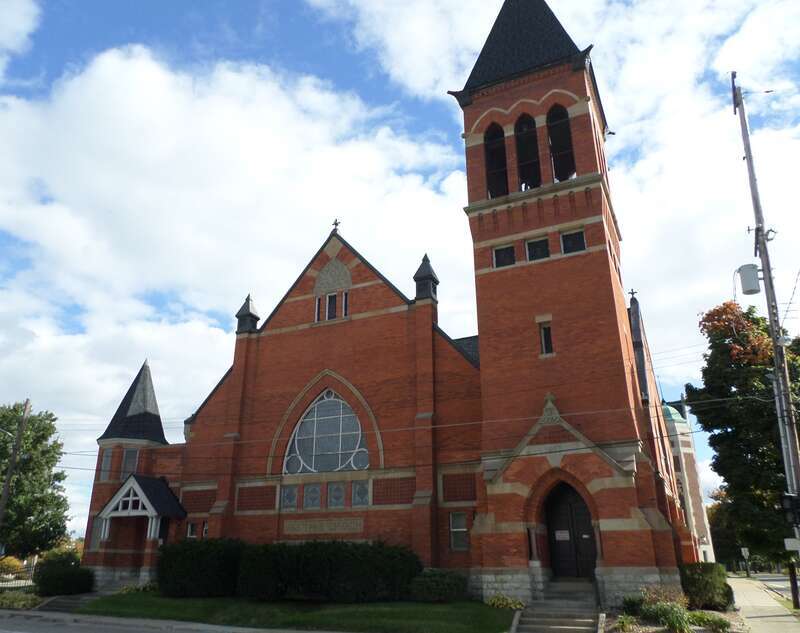 The First Methodist Episcopal Church, now the Court Street United Methodist Church, located at 225 W Court St, Flint, MI