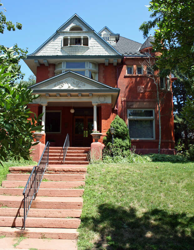JOHN S. FLOWER HOUSE
1618 Ogden St.
National Register 9/4/1980, 5DV.156
&quot;This 1891 residence, designed by Robert G. Balcomb and Eugene Rice, was built for Denver real estate developer John S. Flower. Constructed of pressed red brick with extensive