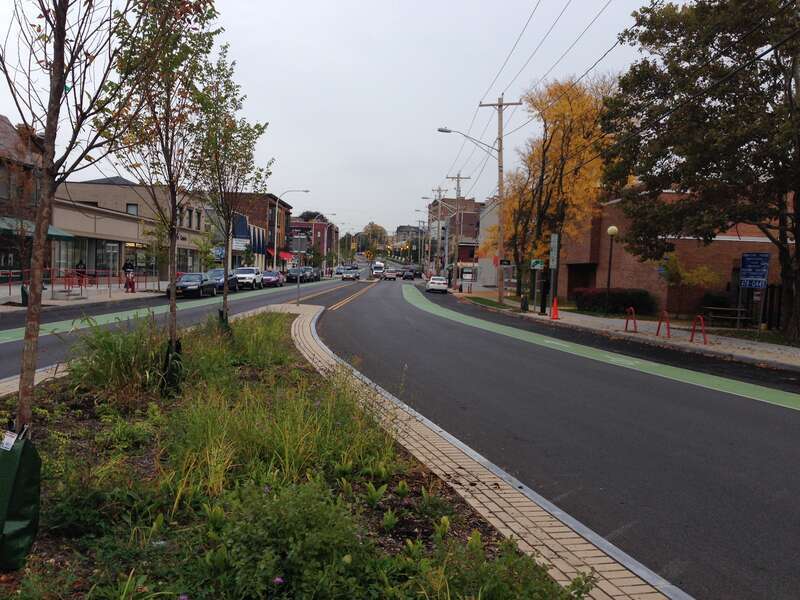 Looking West on East Genesee St. (NY 92) past Forman Park.