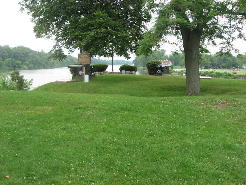 Overview from the west of the site of Fort Defiance, located atop a bluff overlooking the confluence of the Auglaize and Maumee Rivers in Defiance, Ohio, United States.  Built in 1794, the fort served as U.S. Army headquarters before the Battle of