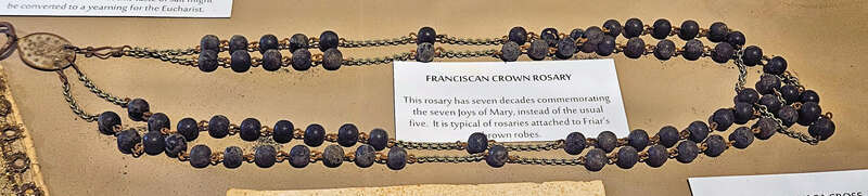 Franciscan crown rosary from the 18 century California Mission period. On display at Mission San Luis Rey, Oceanside, California, USA.