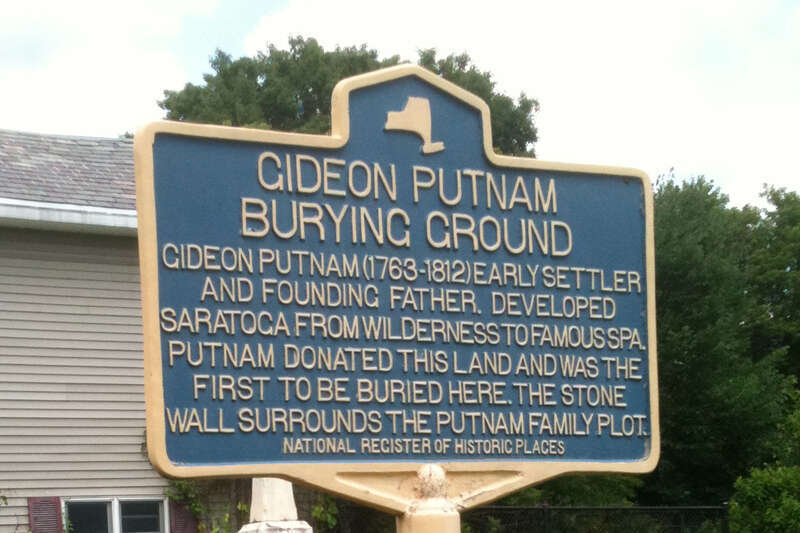 New York State historic marker: Gideon Putnam Burying Ground, Saratoga Springs NY