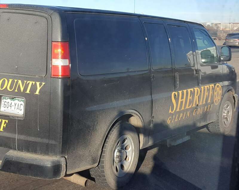 Gilpin Co. Sheriff van on I-25, Denver, CO