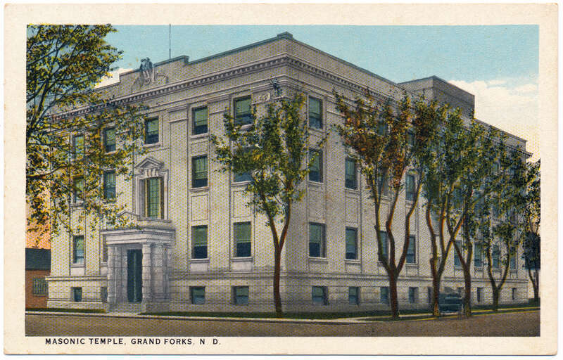 Grand Forks Masonic Center - Kem Temple Grand Forks, North Dakota - Kem Temple Postcard 1917