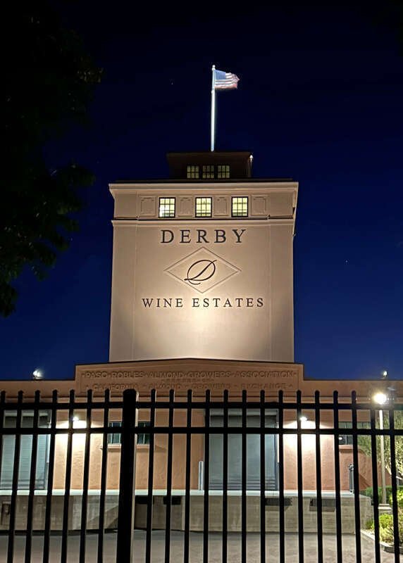 The Derby Wine Estates building, formerly Paso Robles' Almond Growers Association facility, has stood since 1922.