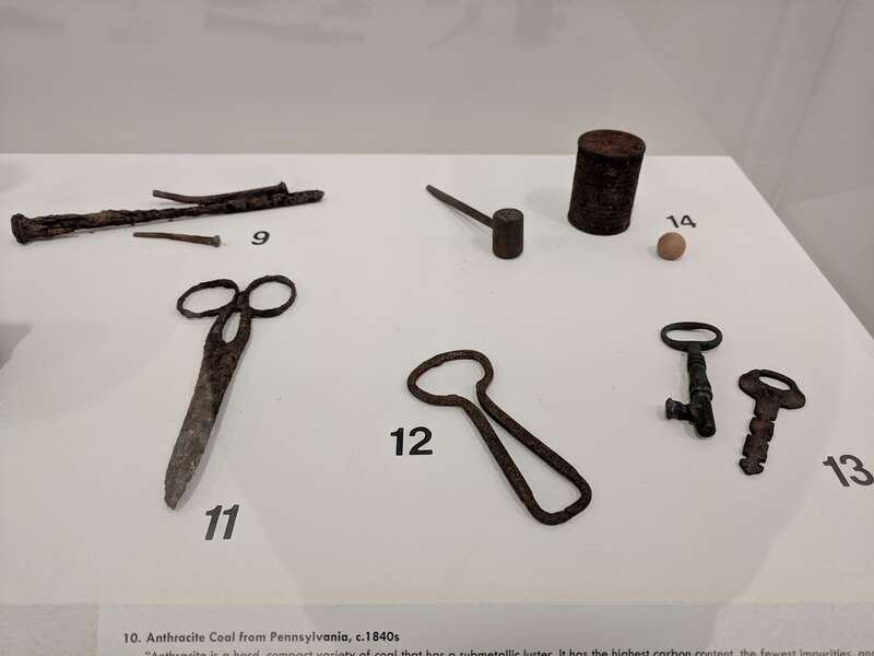 Artifacts unearthed from the site of the Mary Freeman House in the former Little Liberia neighborhood of Bridgeport, Connecticut on display at Housatonic Community College