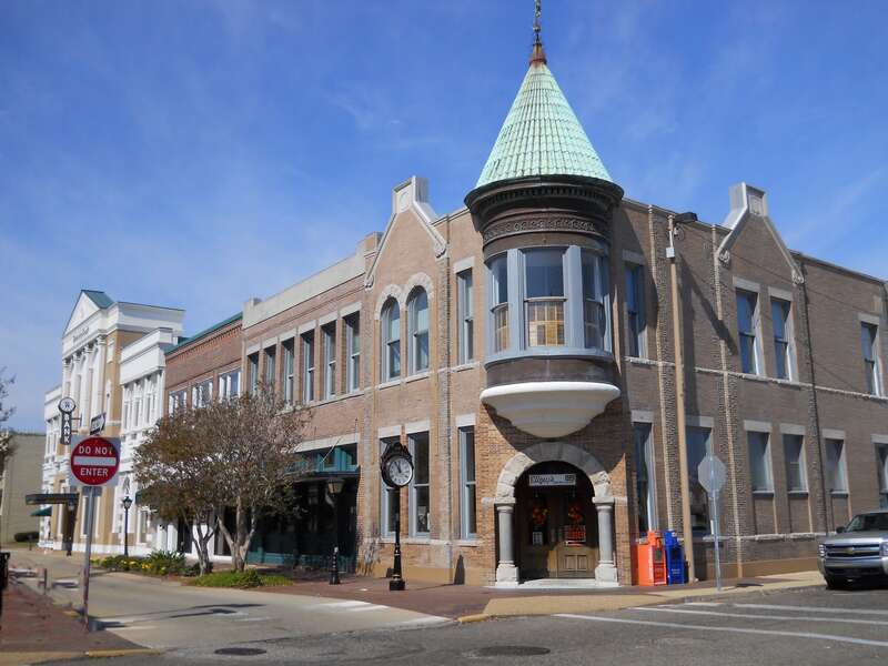 Portion of Biloxi Downtown Historic District as viewed from the intersection of Howard Avenue and Lameuse Street.  Historic District added to National Register of Historic Places on September 3, 1998.