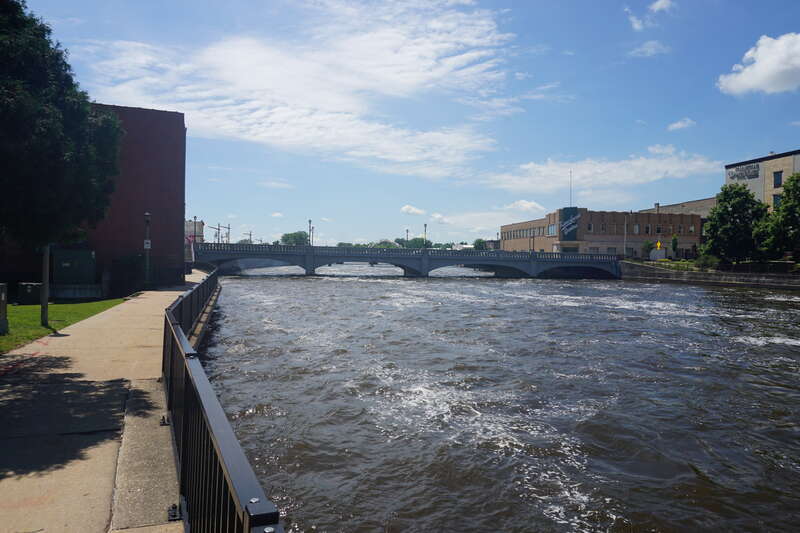 The Rock River in Janesville, Wisconsin (United States).