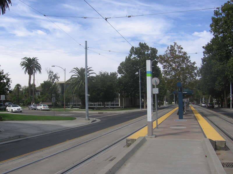 The Japantown–Ayer (VTA) light rail station in San José, California, USA.