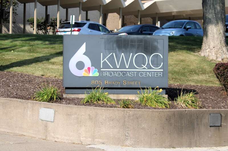 The studios for KWQC-TV on Brady Street in Davenport, Iowa. The building is listed on the National Register of Historic Places as the WOC Broadcasting Center. (WOC were the station's original call letters.)