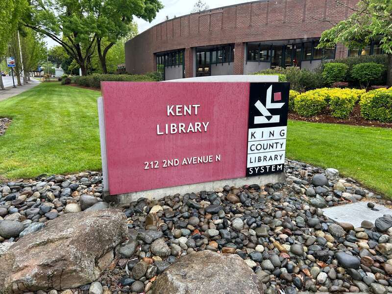 Sign for the Kent Regional Library in Kent, Washington.