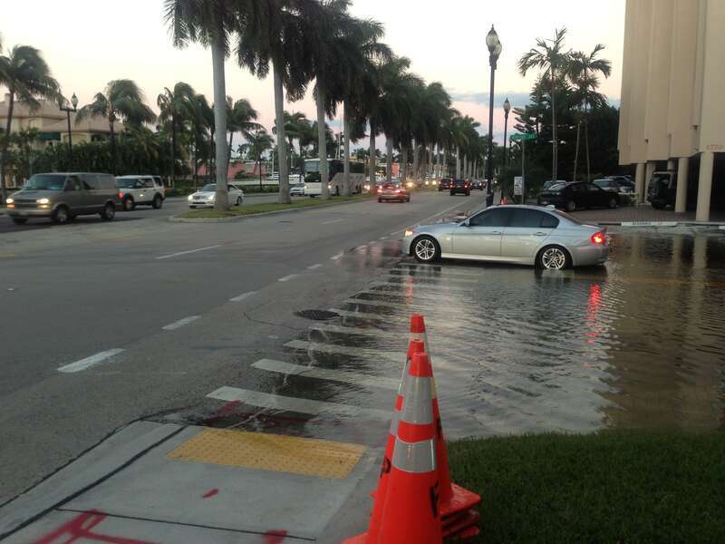 Las Olas Blvd flooded at high tide.
