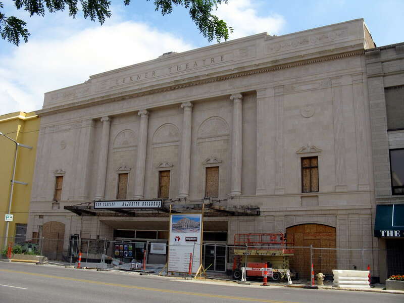 The historic Lerner Theatre in Elkhart, Indiana was built in 1924 and is listed on the National Register of Historic Places. It is currently under restoration.