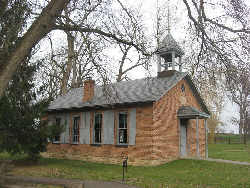 Comprehensive view of the former Locust Grove School #12, located at Carillon Historical Park in Dayton, Ohio, United States.  Built in 1896 in Clark County, Ohio, it was moved to its current location in 1976.